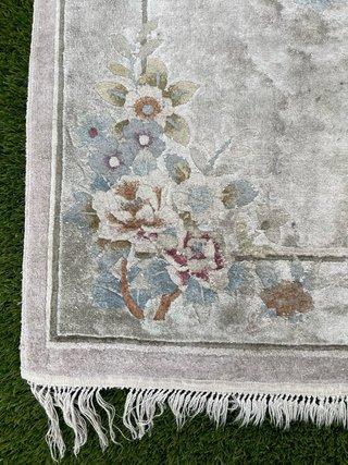 Tappeto Cinese Seta e Lana Beige Multicolore