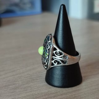 Anillo plata y verde