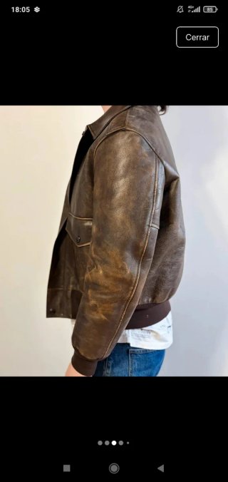 Cazadora Cuero Burberry Aviador Marrón