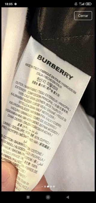 Cazadora Cuero Burberry Aviador Marrón