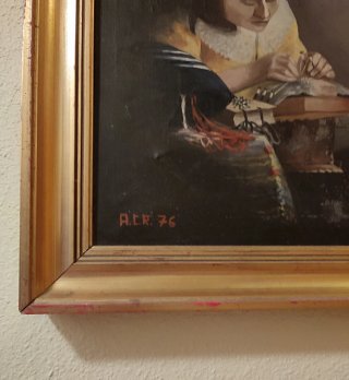Cuadro Óleo La Costurera Vintage