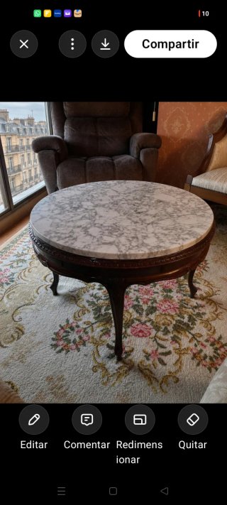 Mesa centro vintage madera y mármol