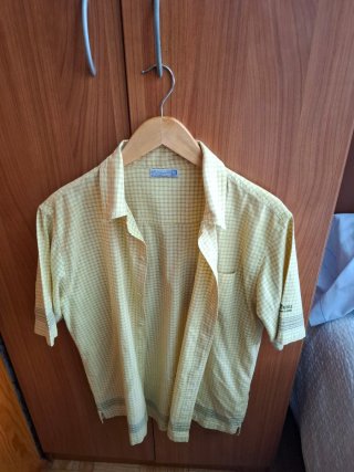 Camisa Esprit Manga Corta Cuadros Amarillo XL