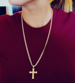 Cadena y Colgante Cruz Oro 18k.