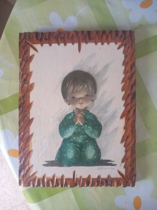 Cuadro vintage niño rezando