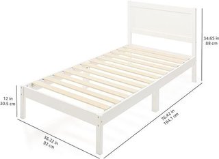 Cama individual de madera blanca