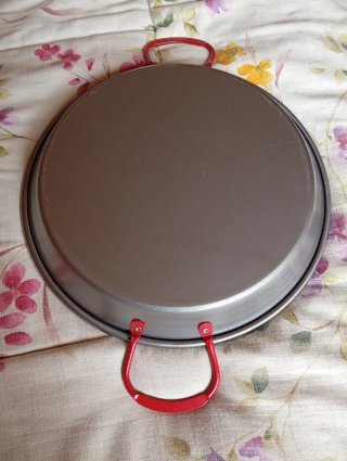 Paellera Acero con Asas Rojas