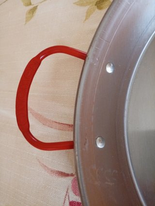Paellera Acero con Asas Rojas