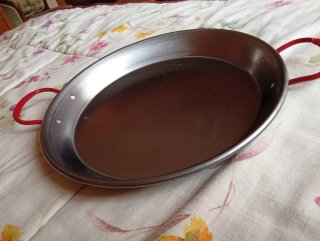 Paellera Acero con Asas Rojas