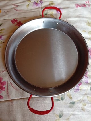 Paellera Acero con Asas Rojas
