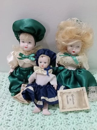 Set 3 Bambole Vintage Porcellana