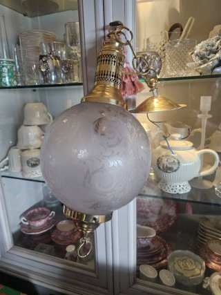Lámpara colgante vintage cristal y metal