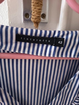 Blusa Tintoretto Rayas Volantes Pompones Talla L
