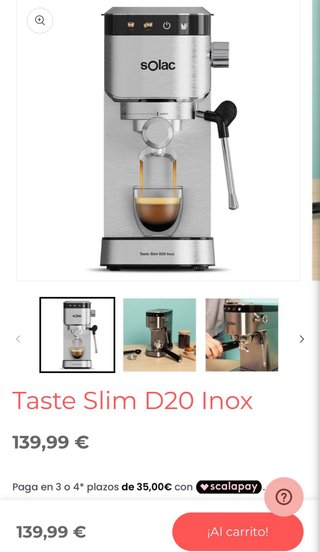 Nueva cafetera Solac Taste Slim D20 Inox