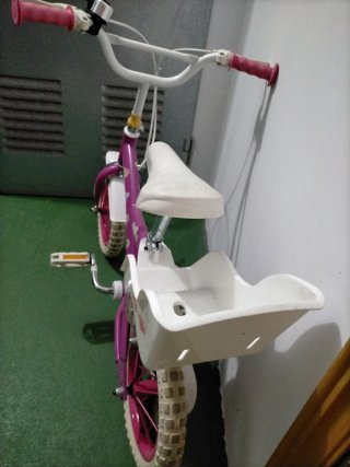 Bicicleta Niña Morada con Asiento Trasero