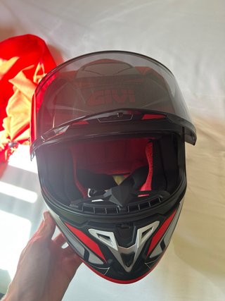 Casco Integral Moto Givi Rojo y Negro