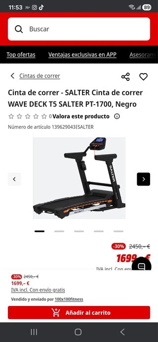 Cinta de Correr Salter PT-1700