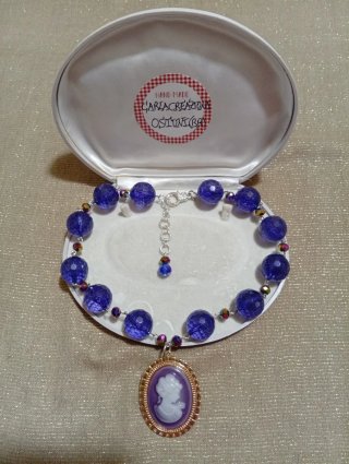 Collana Cammeo Fatta A Mano Blu e Viola