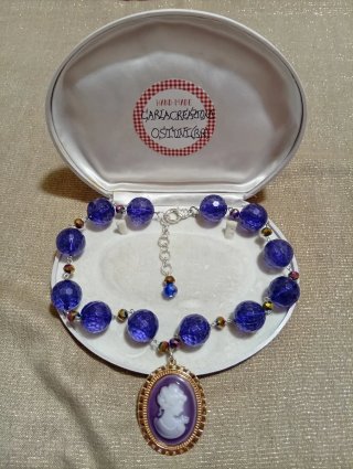 Collana Cammeo Fatta A Mano Blu e Viola
