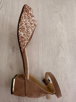 Sandalias Corina tacón 3cm ante y brillos T37