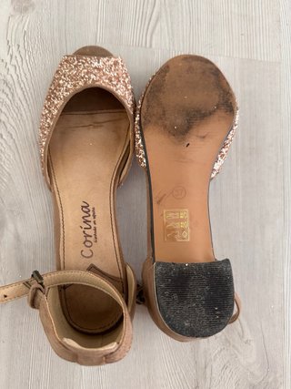 Sandalias Corina tacón 3cm ante y brillos T37