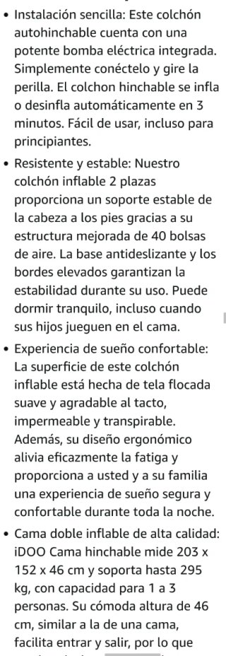 Colchón Hinchable Matrimonio iDOO Rápido