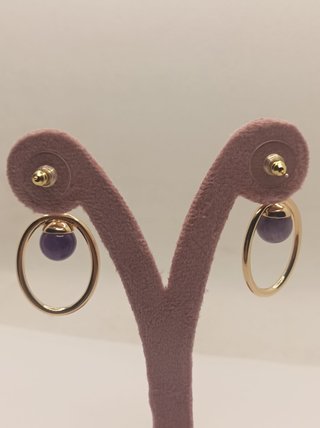 Orecchini pendenti donna oro zircone ametista mm41