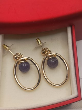 Orecchini pendenti donna oro zircone ametista mm41