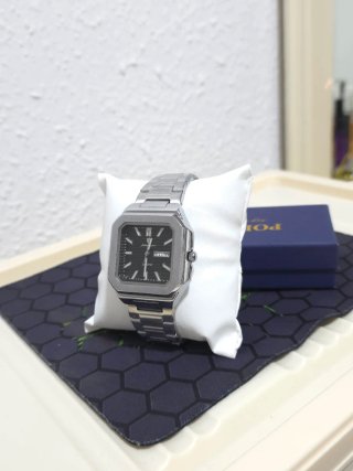 Reloj de Pulsera Hombre Negro y Plateado