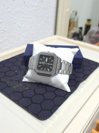 Reloj de Pulsera Hombre Negro y Plateado