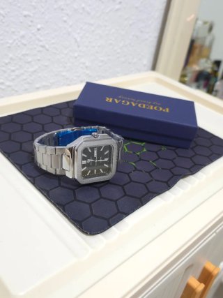 Reloj de Pulsera Hombre Negro y Plateado