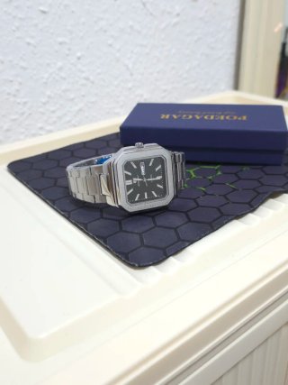 Reloj de Pulsera Hombre Negro y Plateado