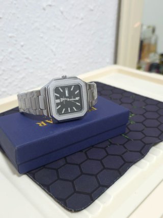 Reloj de Pulsera Hombre Negro y Plateado