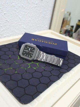 Reloj de Pulsera Hombre Negro y Plateado