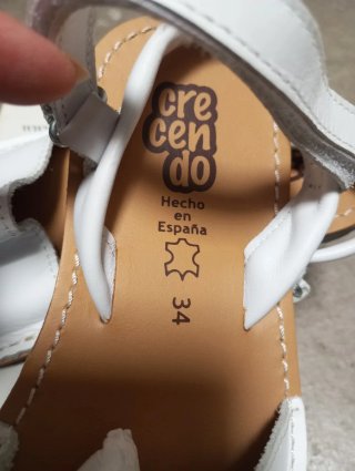 Sandalias PIEL / Menorquina Blanca Talla 34 NUEVO