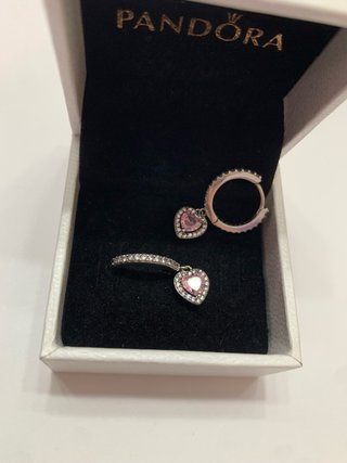 Pendientes Pandora Corazón Rosa y Circonitas