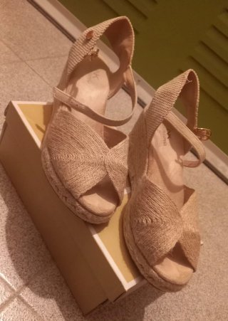 Alpargata cuña esparto yute cáñamo beige n.36