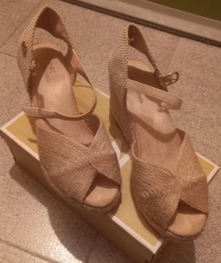 Alpargata cuña esparto yute cáñamo beige n.36