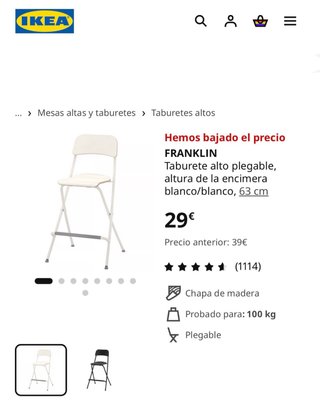 Taburete alto plegable metal y madera