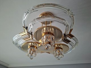 Lámpara Techo Cristal y Oro