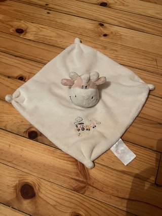Doudou de vaca rosa y blanco