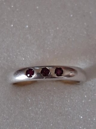 Anello donna argento 3 rubini veri