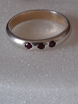 Anello donna argento 3 rubini veri