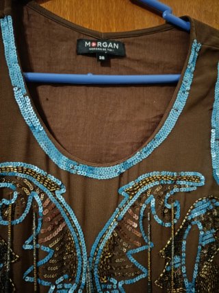 Blusa Morgan Marrón Lentejuelas Talla M