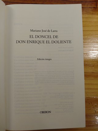 El doncel de Don Enrique el doliente. M.J. Larra