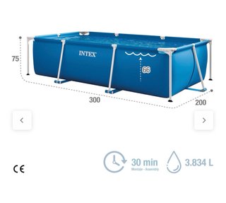 Piscina Intex Rectangular Azul + Filtro, sin uso.