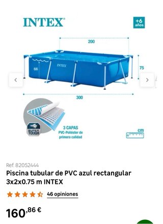 Piscina Intex Rectangular Azul + Filtro, sin uso.