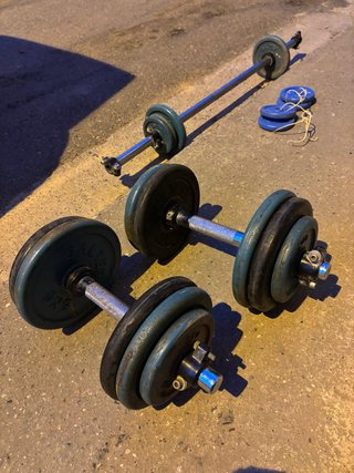 Mancuernas 22kg + Barra Bíceps 14kg