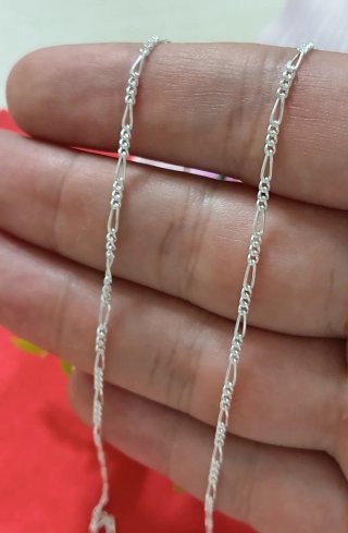 Elegante Cadena Figaro 60cm Plata De Ley
