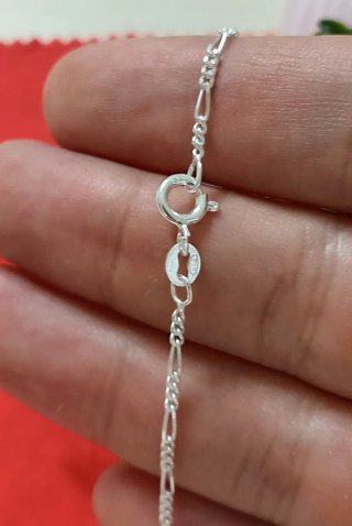 Elegante Cadena Figaro 60cm Plata De Ley
